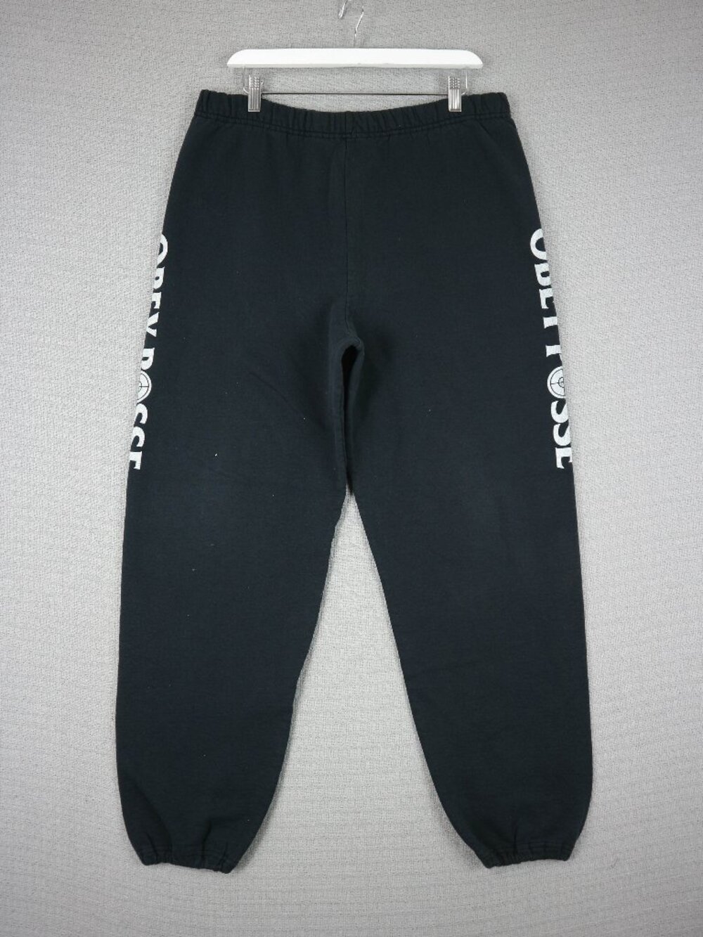 Obey Posse Faded Black Made in USA 2000's Streetwear Jogger Sweatpants Large L